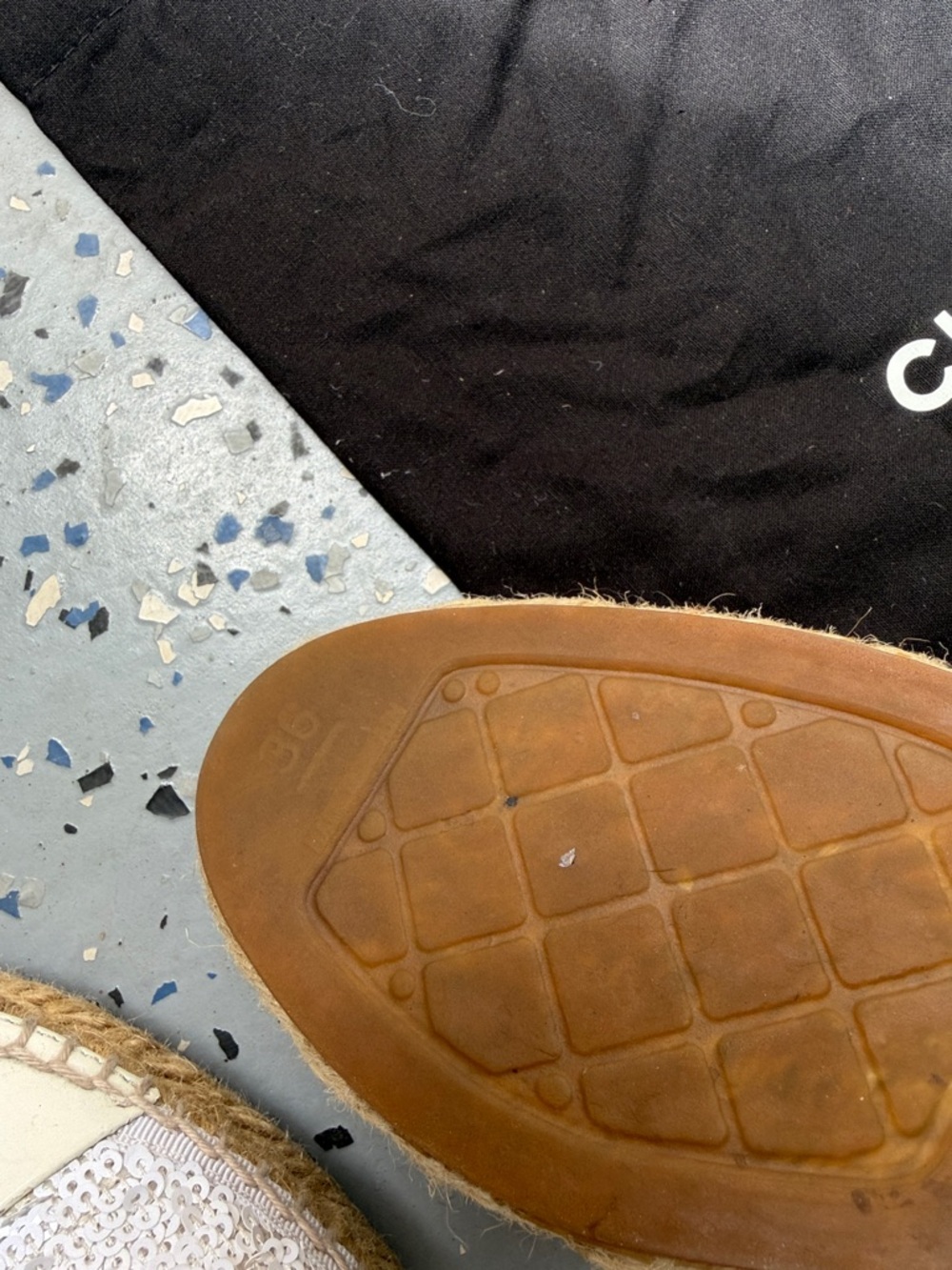 CHANEL Cream and White Sequined Espadrille Flats - Picture 13 of 14